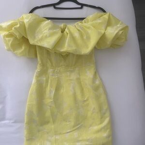 Elegant Yellow Off-Shoulder Dress